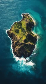 Scenic Aerial Shot of an Oceanic Island