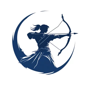 Silhouette of Archer with Bow and Arrow