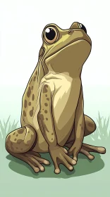 Illustrated Frog in a Serene Setting