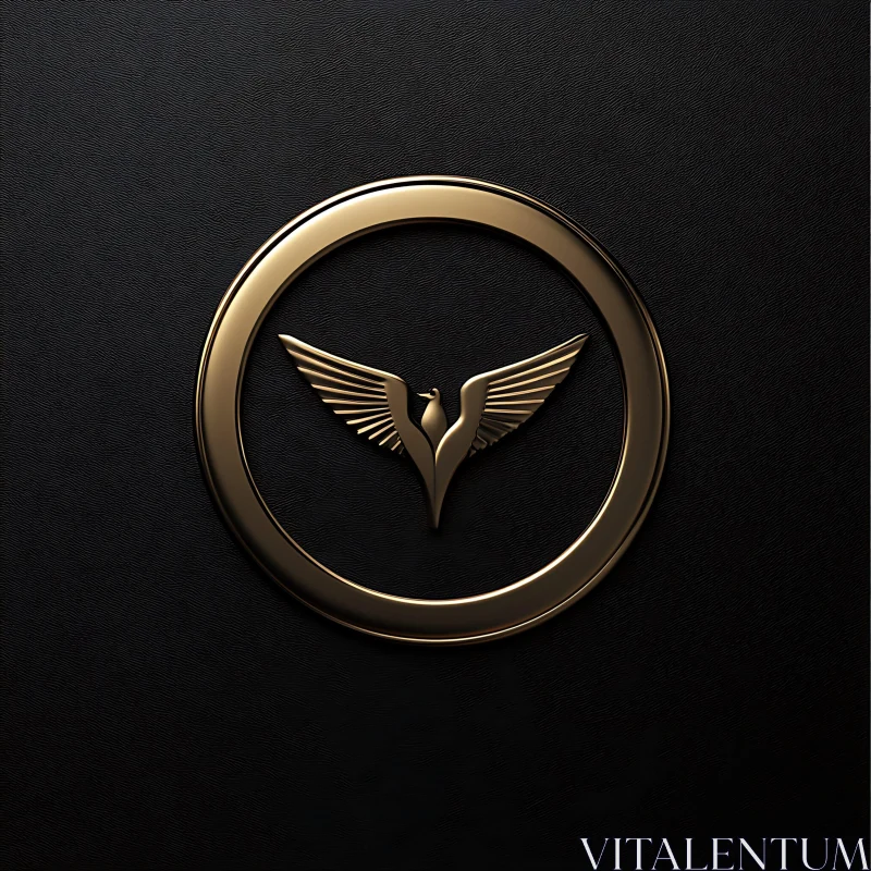 Sleek Gold Circle Logo with Bird AI Image