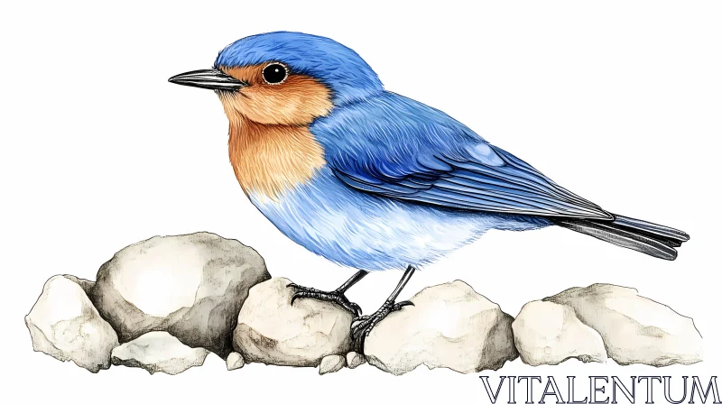 AI ART Bluebird Art Illustration