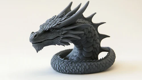 Gray Dragon Head Sculpture