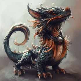 Stylized Dragon with Copper Fur