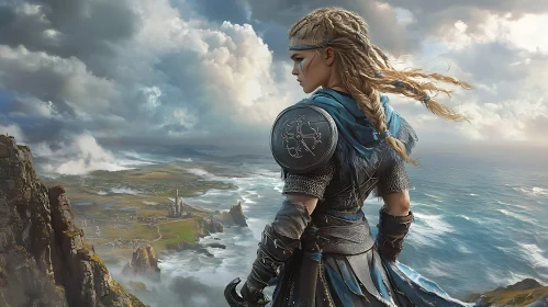 Female Warrior Overlooking the Ocean