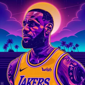 Neon Artwork of LeBron James