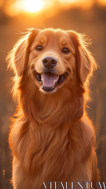 Serene Canine at Sunset AI Image