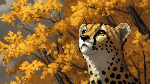 Cheetah in Autumn Setting