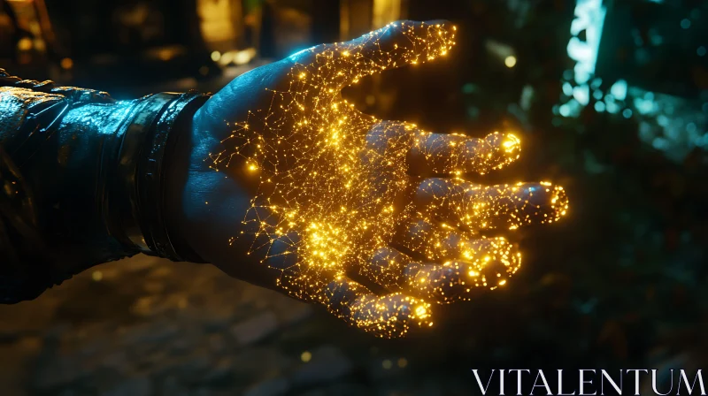 Glowing Hand Technology AI Image