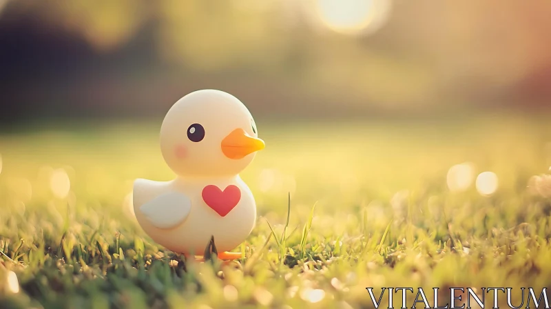 Heartfelt Duckling in Golden Light AI Image