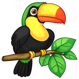 Cartoon Illustration of a Toucan