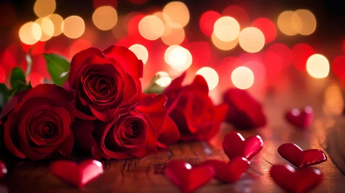 Red Roses and Hearts in Bokeh