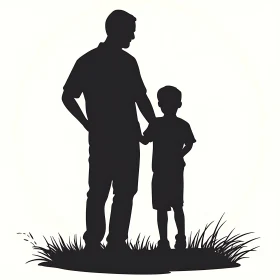 Father-Son Silhouette in Nature