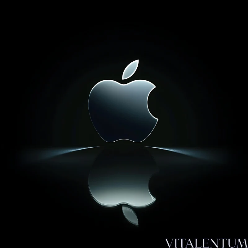 Polished Apple Logo with Elegant Reflection AI Image