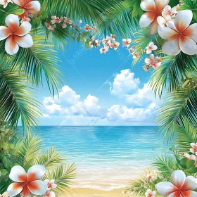 Serene Ocean View Framed by Tropical Foliage