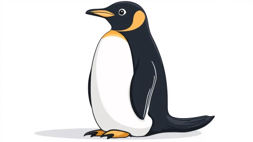 Illustrated Penguin with Orange Accents