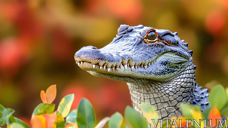 Alligator and Autumn Foliage AI Image