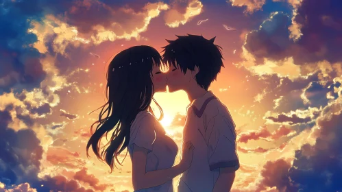 Anime Love: A Sunset Kiss