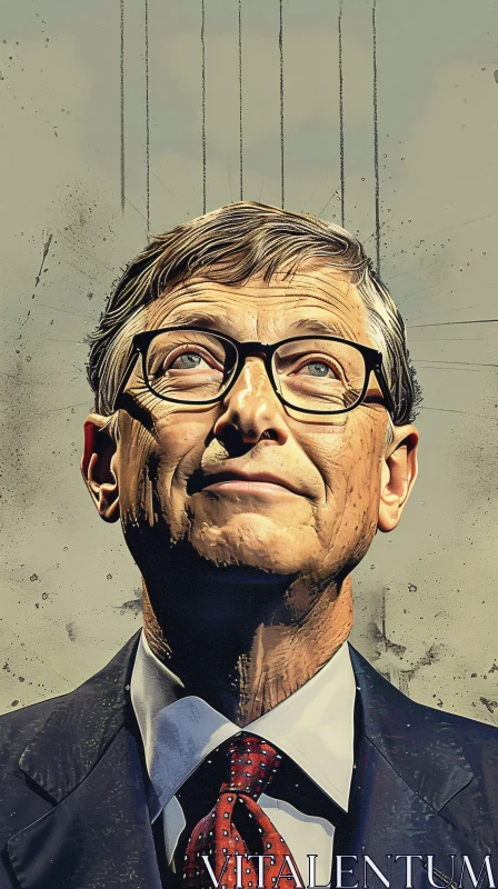 AI ART Bill Gates Contemplative Portrait Art