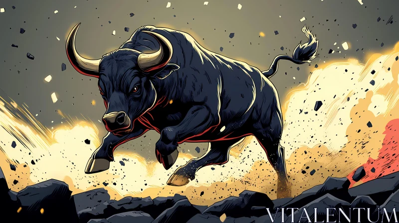 Powerful Bull in Motion AI Image