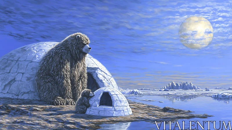 AI ART Arctic Bears by the Igloo