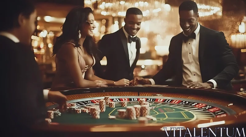 Luxurious Casino Night with Roulette AI Image