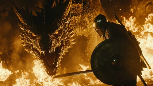 Fiery Encounter: Warrior vs. Dragon