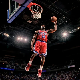 Athlete Jumping with Basketball