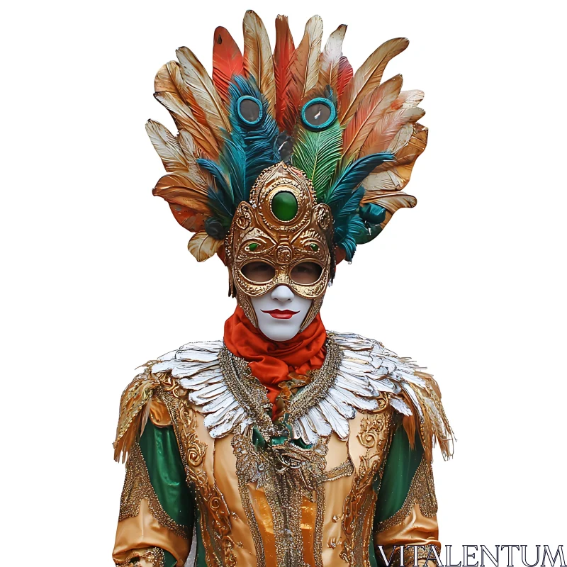 AI ART Masked Figure in Elaborate Carnival Attire