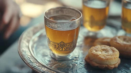 Tea and Cookies on Silver Tray