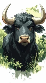 Powerful Bull in Vibrant Greenery