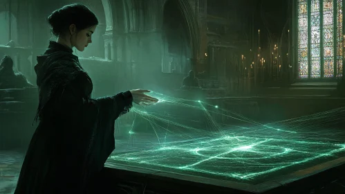 Enchantress Casting Spell With Glowing Energy