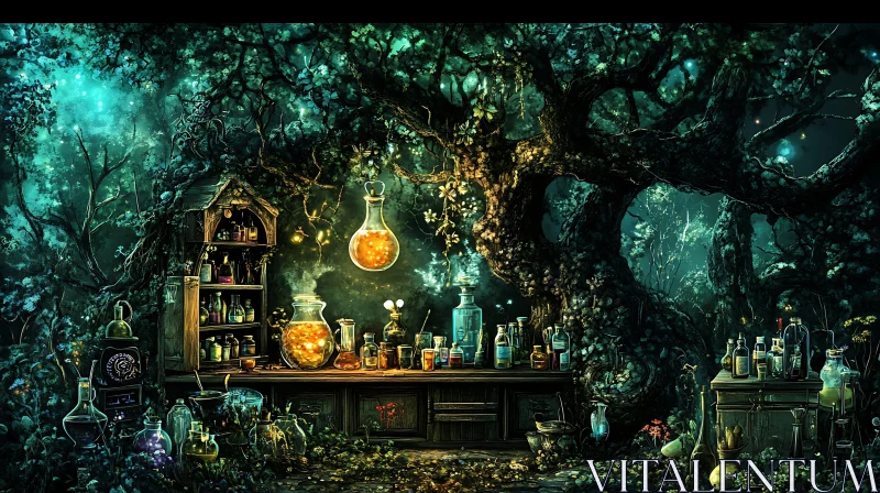 AI ART Mystical Forest Alchemist's Laboratory