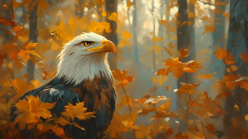 Majestic Eagle with Autumn Leaves