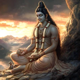 Serene Meditator Above the Mountains