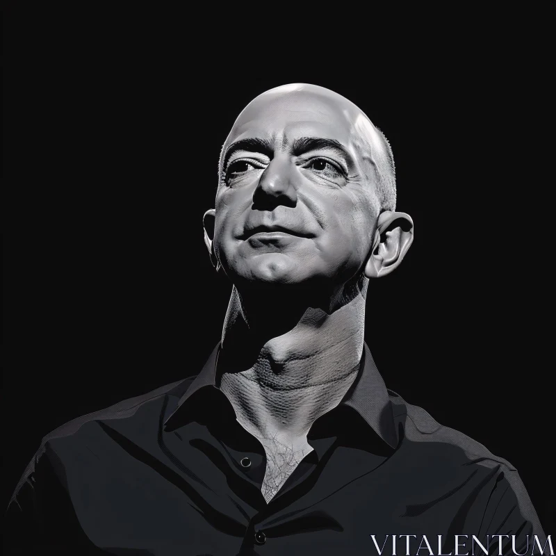 Jeff Bezos Portrait with Black Background AI Image