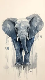 Blue Tones Elephant Art