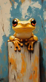 Vivid Amphibian on Textured Canvas