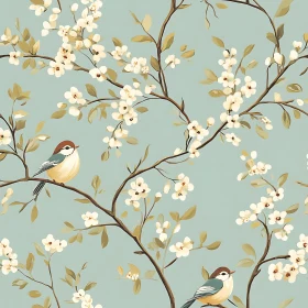 Detailed Birds and Blossoms Illustration