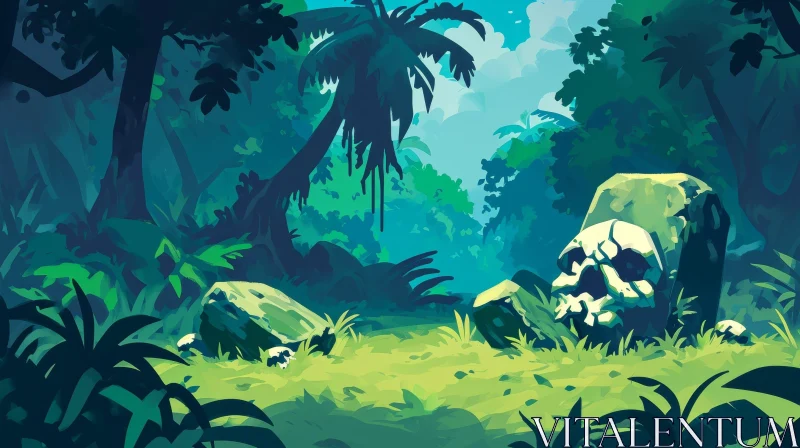 Mysterious Jungle Scene - Digital Painting AI Image