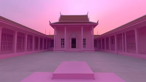 Pink Building at Sunset: A Captivating Thai Art and Architecture