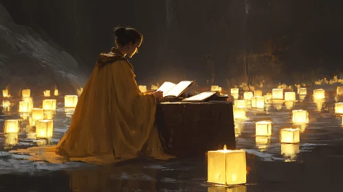 Serene Study by Candlelight