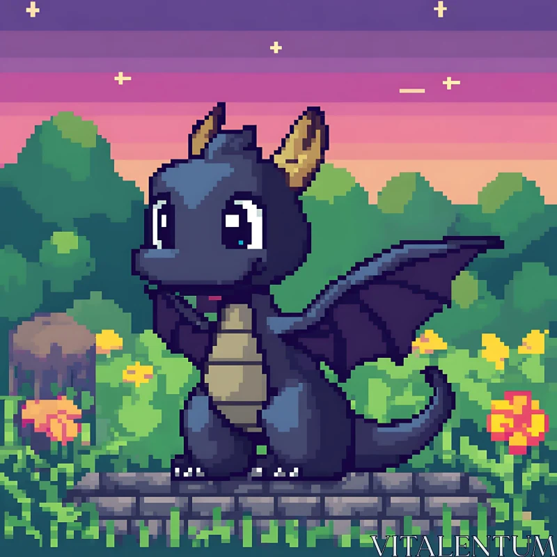 AI ART Enchanting Pixel Art Dragon Illustration