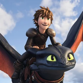 Animated Boy Flying Dragon