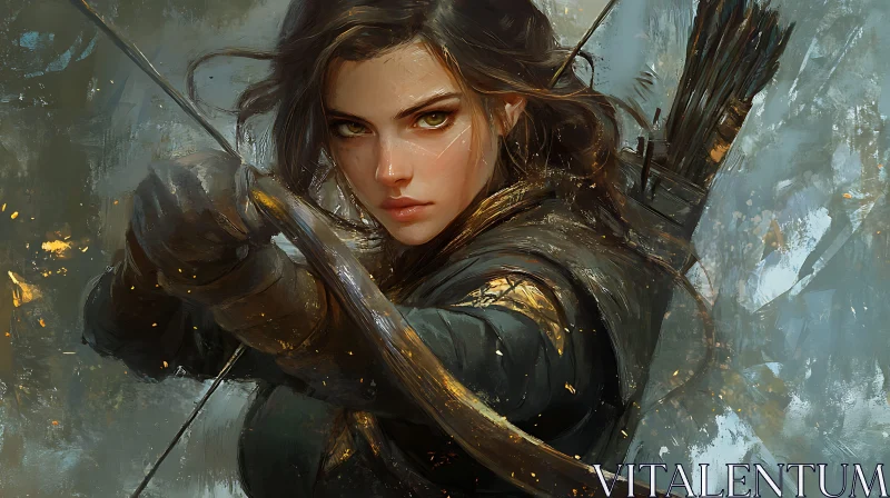 AI ART Female Archer with Bow and Arrow