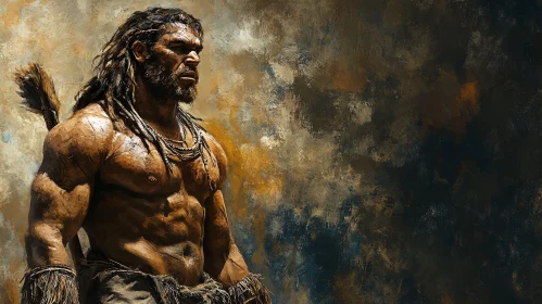 Muscular Man with Tribal Adornments