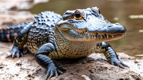 Riverbank Alligator Close-Up