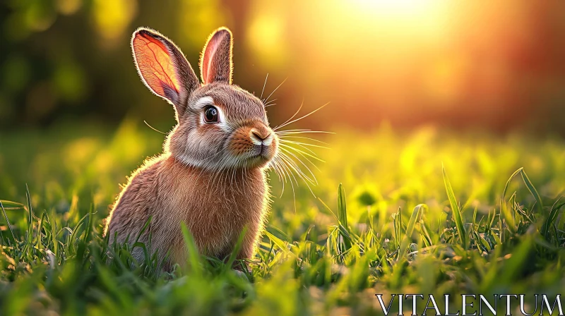 Cute Bunny in Nature AI Image