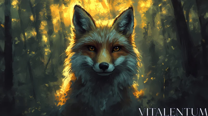 Mystical Fox with Glowing Sunlight AI Image