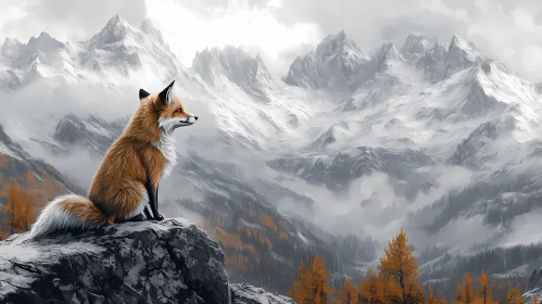 Fox Gazing at Mountain Vista