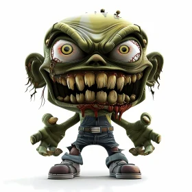 3D Rendered Cartoon Zombie with Menacing Pose